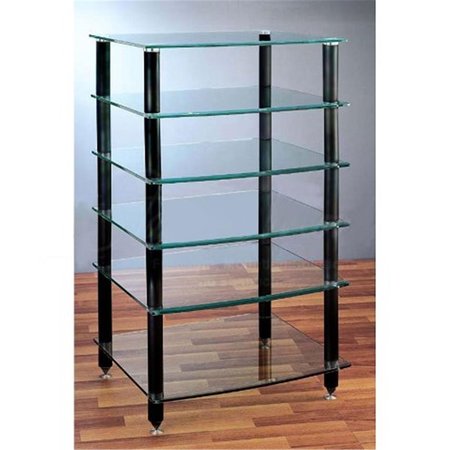 VTI MANUFACTURING VTI Manufacturing AGR406B 4 Black Poles 6 Glass Shelves AV Stand AGR406B